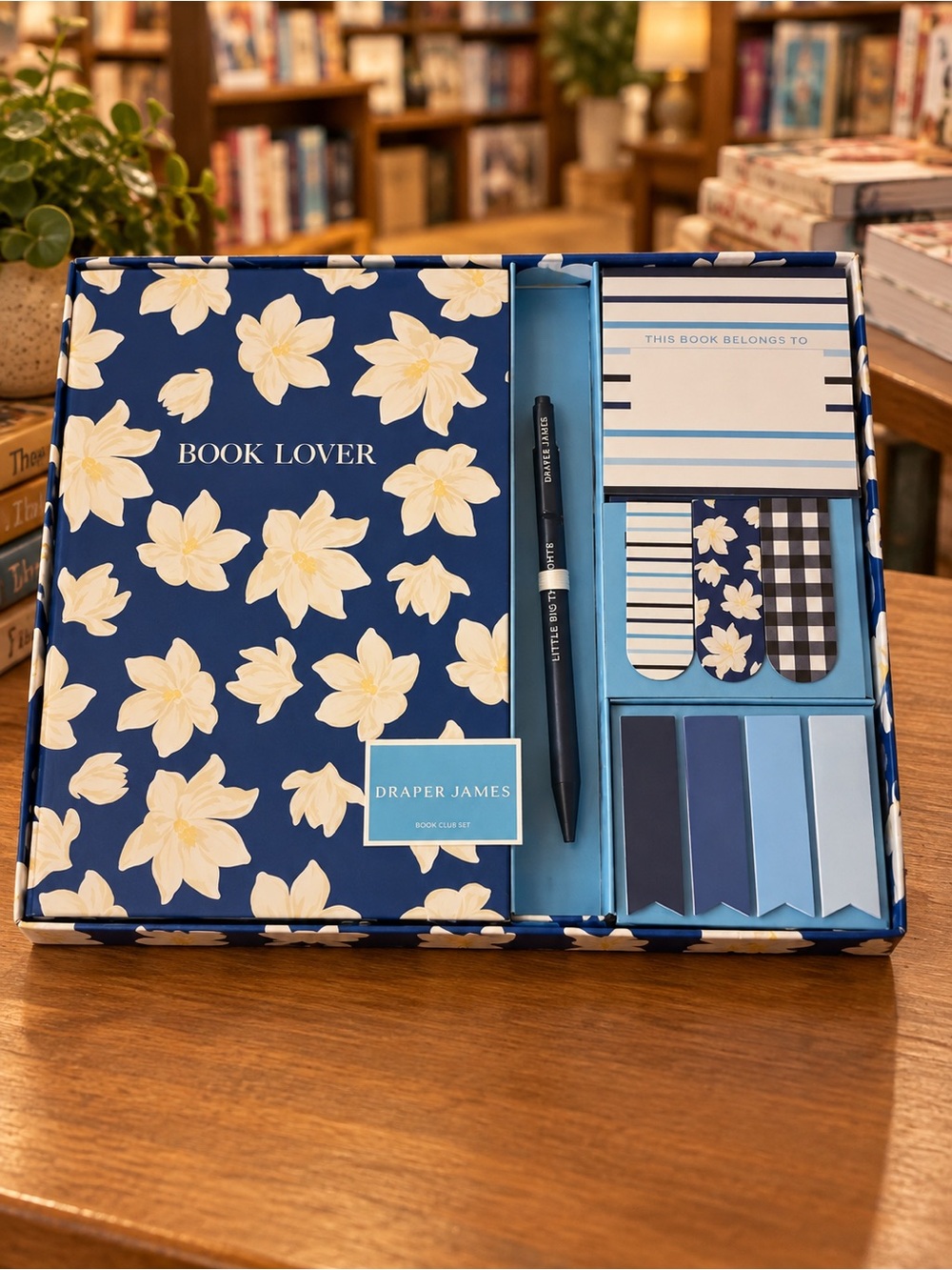 Draper James Navy and Cream Book Lover Gift Set